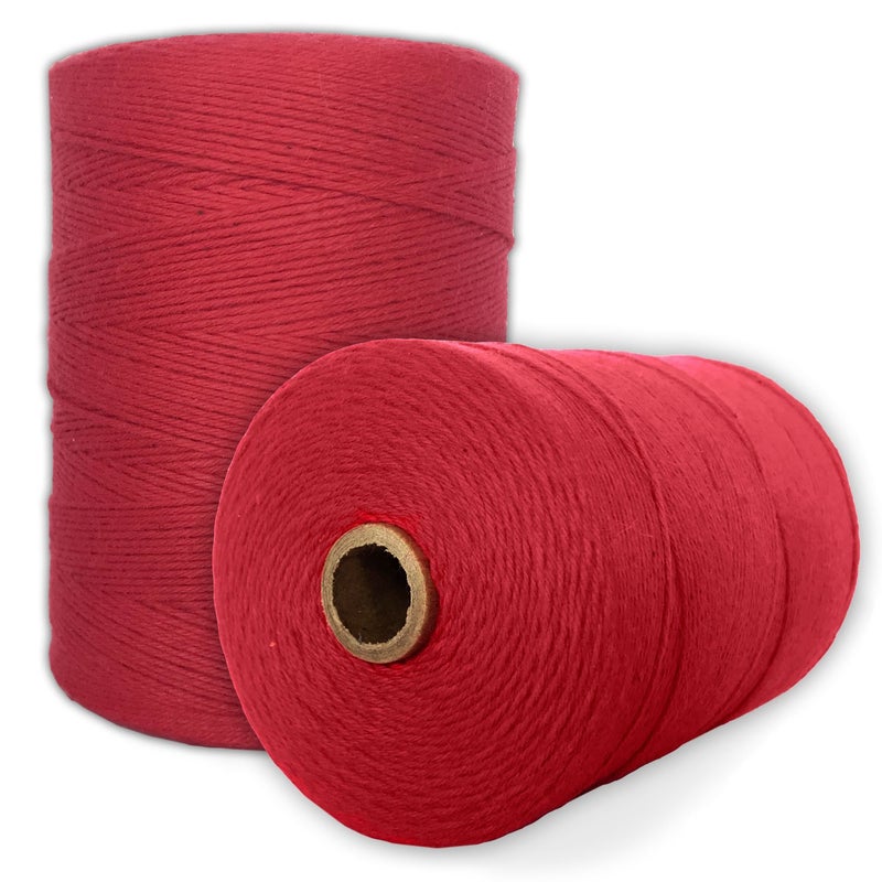 Paper Farm 100% Cotton Loom Warp Thread (Red), 8/4 Warp Yarn (800 Yards), Perfect for Weaving: Carpet, Tapestry, Rug, Blanket or Pattern - Warping Thread for Any Loom - Image 1